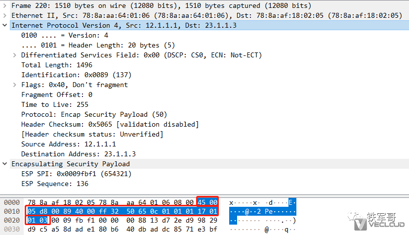 手工方式建立保护IPv4报文的IPsec-ESP隧道