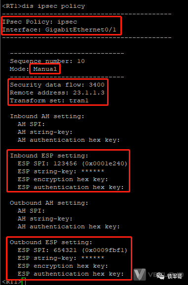 手工方式建立保护IPv4报文的IPsec-ESP隧道